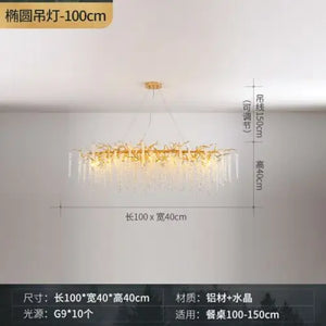 Modern Luxury Crystal Tassel Chandeliers - Long 100cm / 110V / Warm Light 3000k - Lamps