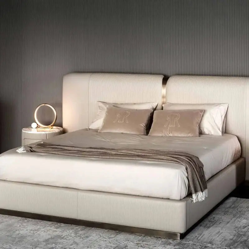 Modern Luxury Leather Double High End Bed Frame - Black / Queen - Bedroom