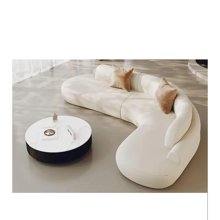 Modern Minimalist Curved Coffee Table Sofa Set - 210x210x70cm - Compressed Sofa