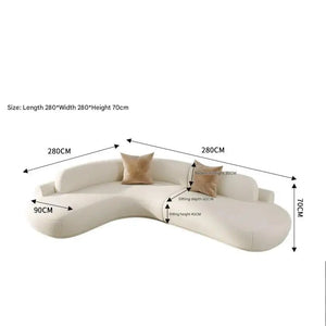 Modern Minimalist Curved Coffee Table Sofa Set - 280x280x70cm - Compressed Sofa