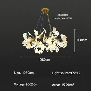 Modern Nordic Flower Leaf Chandelier Pendant Lamp - D80cm / Warm light 3000K - Ceiling Lamp