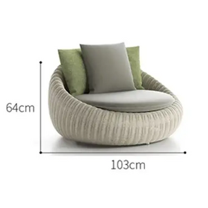 Modern rattan garden sofa set showcasing woven all-weather material texture and brown finish details for outdoor patio stylin