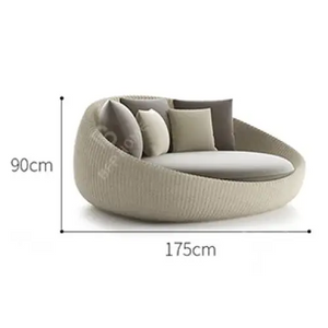 Modern rattan garden sofa set showing woven texture detail and weather resistant material construction in brown finish