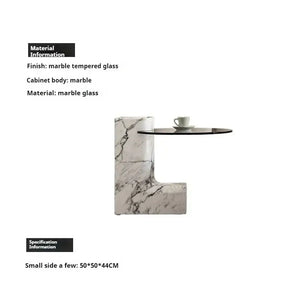 Modern Round Marble Top Legs Coffee Table - 50X50X44CM - Left Table - Multifunctional coffee table