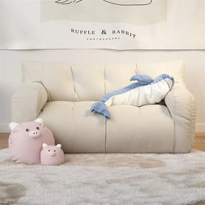Modular Double Bean Bag Sectional Sofa - White - L 100 cm - Compressed Sofa