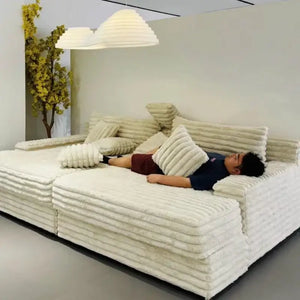 Modular Sectional Velvet Puffs Compressed Bed Sofa - Compressed Sofa