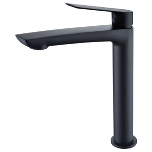 Tall Matte Black Single Handle Bathroom Faucet, main product view