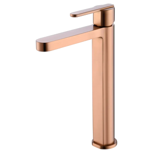 Roma Tall Sink Mixer Brushed Rose Gold Faucet, main product view