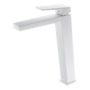 Matte White Single Lever Basin Faucet Modern Design, main product view