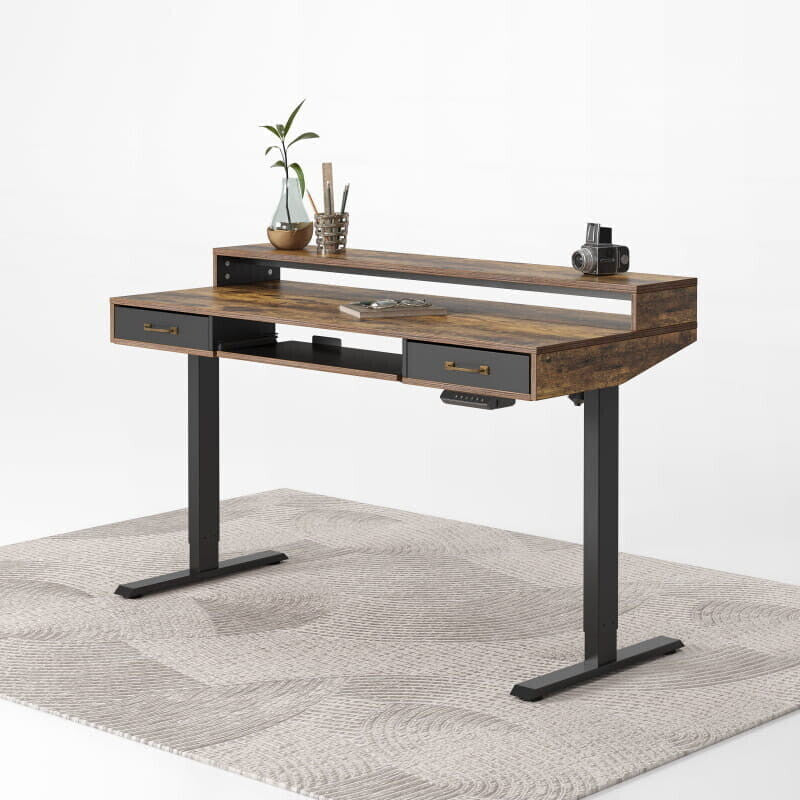 Brooklyn LED Electric Standing Desk with Drawers and Keyboard