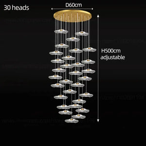 Nordic Circular Modern Chandelier Pendant Lamp - 30 heads / Warm Light - Ceiling Light
