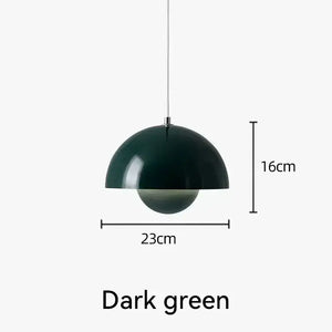 Nordic Flower Semicircular Hanging Pendant Lamp - Dark Green -23cm / Neutral light - Ceiling Lamp