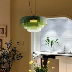 Nordic Glass LED Ceiling Chandelier Pendant Lights - Green - 22 x 23 cm / Tricolor light - Pendant Lamp