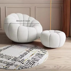 Nordic Lazy Pumpkin Cloud Sofa Chair - White Pedal Ottoman - 80 cm - Sofa