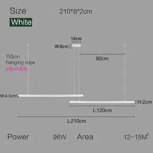 Nordic Modern Minimalist LED Pendant Lamp - White - L 210cm / Warm White (3000K) - Pendant Lamp