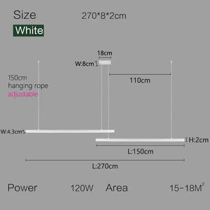 Nordic Modern Minimalist LED Pendant Lamp - White - L 270cm / Warm White (3000K) - Pendant Lamp