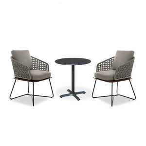 Nordic Outdoor Garden Wooden Rattan Sofa Set - 2 Chairs + Table Set - Sofa