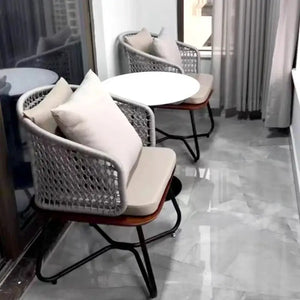 Nordic Outdoor Garden Wooden Rattan Sofa Set - Sofa