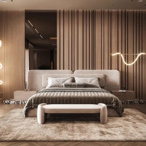 Nordic Queen Minimalist Double Soft Backrest Bed Frame - Bedroom