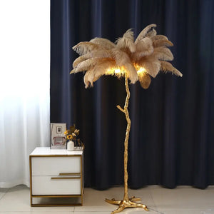 Ostrich Feather Standing Lamp 80cm Modern Home Lighting