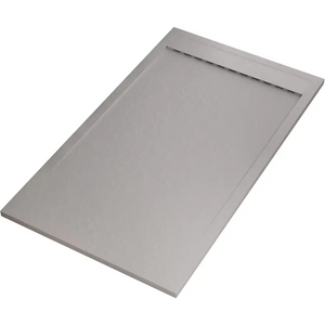 Saona Light Gray Shower Tray with Hidden Drain Slate Texture - shower tray