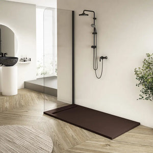 Saona Chocolate Shower Tray with Hidden Drain Slate Texture - 70x70 cm - Platos de ducha
