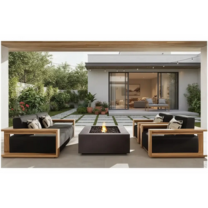 Teak Wood Outdoor Sectional Sofa Modern Modular Design