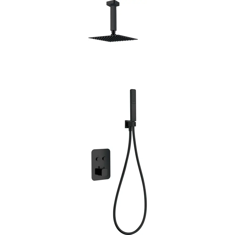 Conjunto De Ducha Empotrado Termostático Portugal Negro Mate - Shower Set