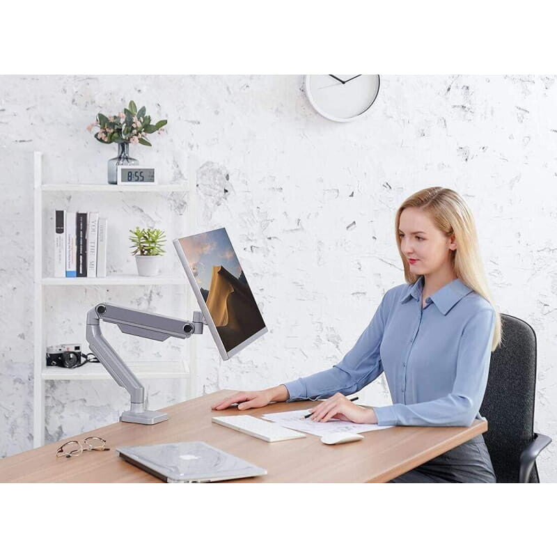 Single Monitor Desk Mount Arm silver