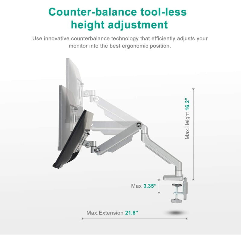Single Monitor Desk Mount Arm silver