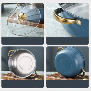 12 Piece Stainless Steel Glass Lid Non Stick Cookware Set - Cookware set