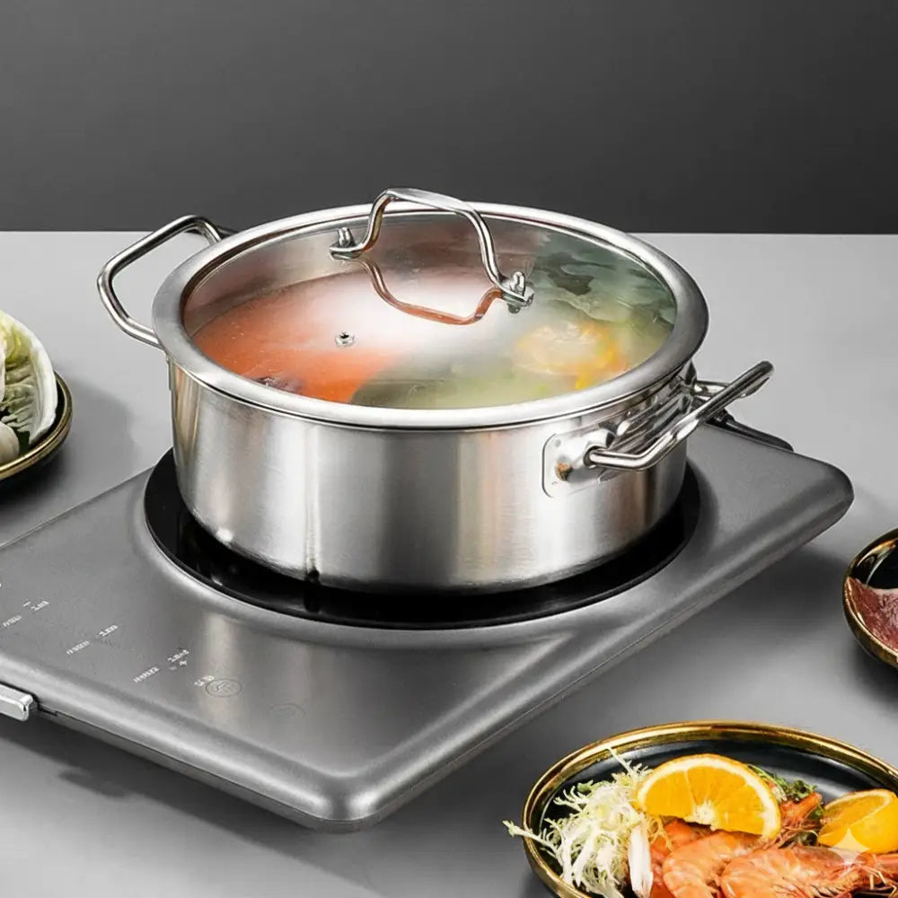 Stainless Steel Induction Glass Lid Thick Soup Pot - Cookware set