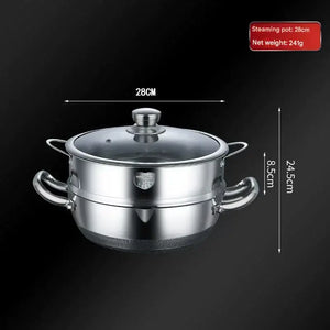 Stainless Steel Non Stick Frying Pan Cookware Pot Set - 28cm soup steamer - Cookware set