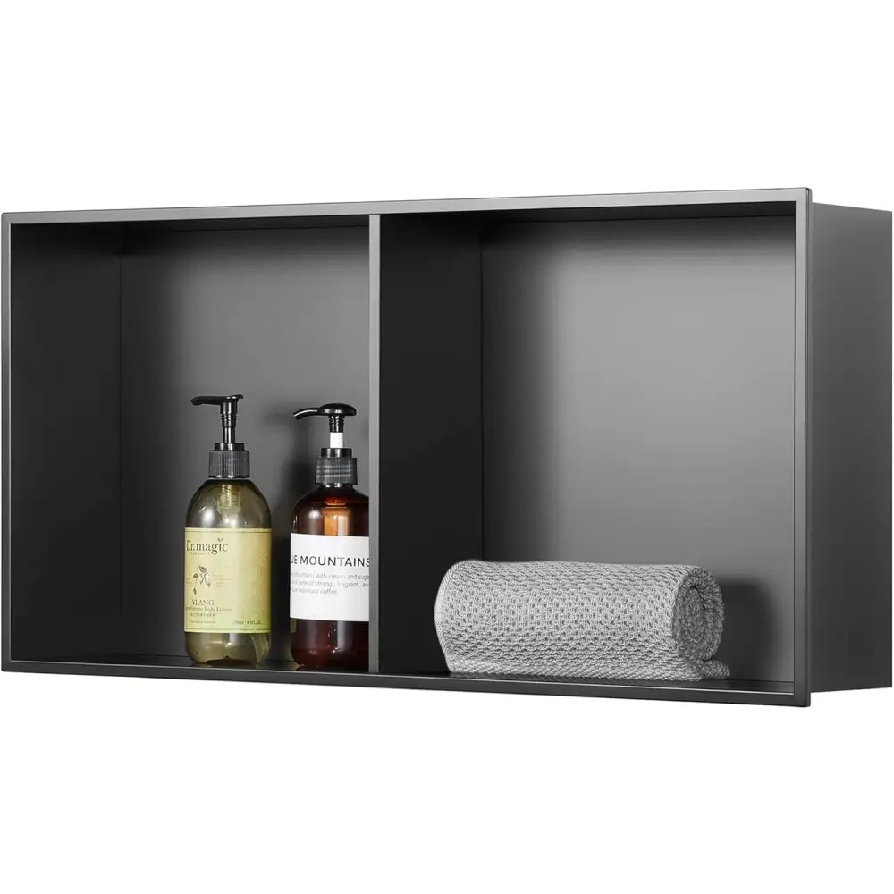 Stainless Steel Wall Inserted Double Shelves Storage