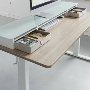 Electric Standing Desk Glass Top Double Drawer Eufaula - Desk > Standing Desk