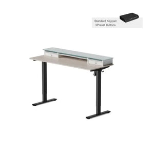 Electric Standing Desk Glass Top Double Drawer Eufaula - 55’’ x 24’’ / Ligth Walnut - Desk > Standing Desk
