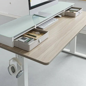 Electric Standing Desk Glass Top Double Drawer Eufaula - Desk > Standing Desk