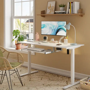 Standing Desk with Keyboard Tray - 48’’ x 24’’ / White - Desk