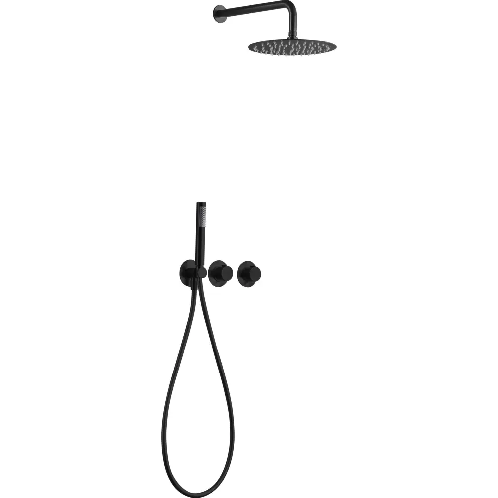 Conjunto Ducha Termostático Empotrado Assen Negro Mate - Shower Set