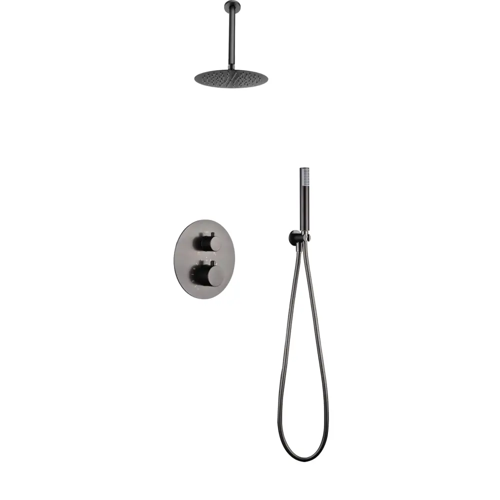 Thermostatic Shower Set Concealed Tívoli Black Gun | IMEX - Shower Set