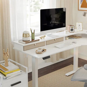Reversible L-shaped with Upper Drawer - Desk > Standing Desk > L Shaped Standing Desk
