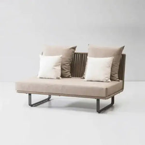 U-Shape rattan garden sofa set showing woven texture detail and modern material construction closeup