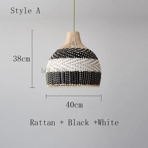 Vintage Rattan Luxry Pendant Ligth - Style A 40x38cm / Black cord ceiling - Rattan Lamp