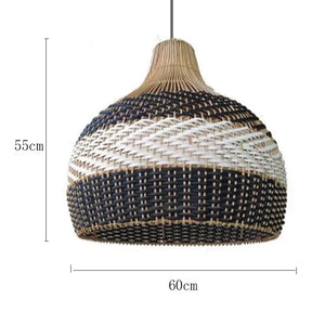 Vintage Rattan Luxry Pendant Ligth - Style D white 60cm / Black cord ceiling - Rattan Lamp