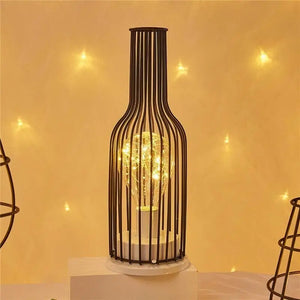 Hollow Out Wine Bottle Glass LED Lamp - Red Wine Bottle - Desk Lamp