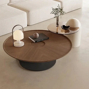 Wooden Round Modern Side Coffee Table - Multifunctional coffee table