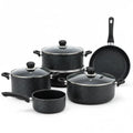 10 Pieces Aluminum Non Stick Pot Frying Pan Cookware Set - 10cs - Black - Cookware set
