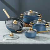 12 Piece Stainless Steel Glass Lid Non Stick Cookware Set - Cookware set