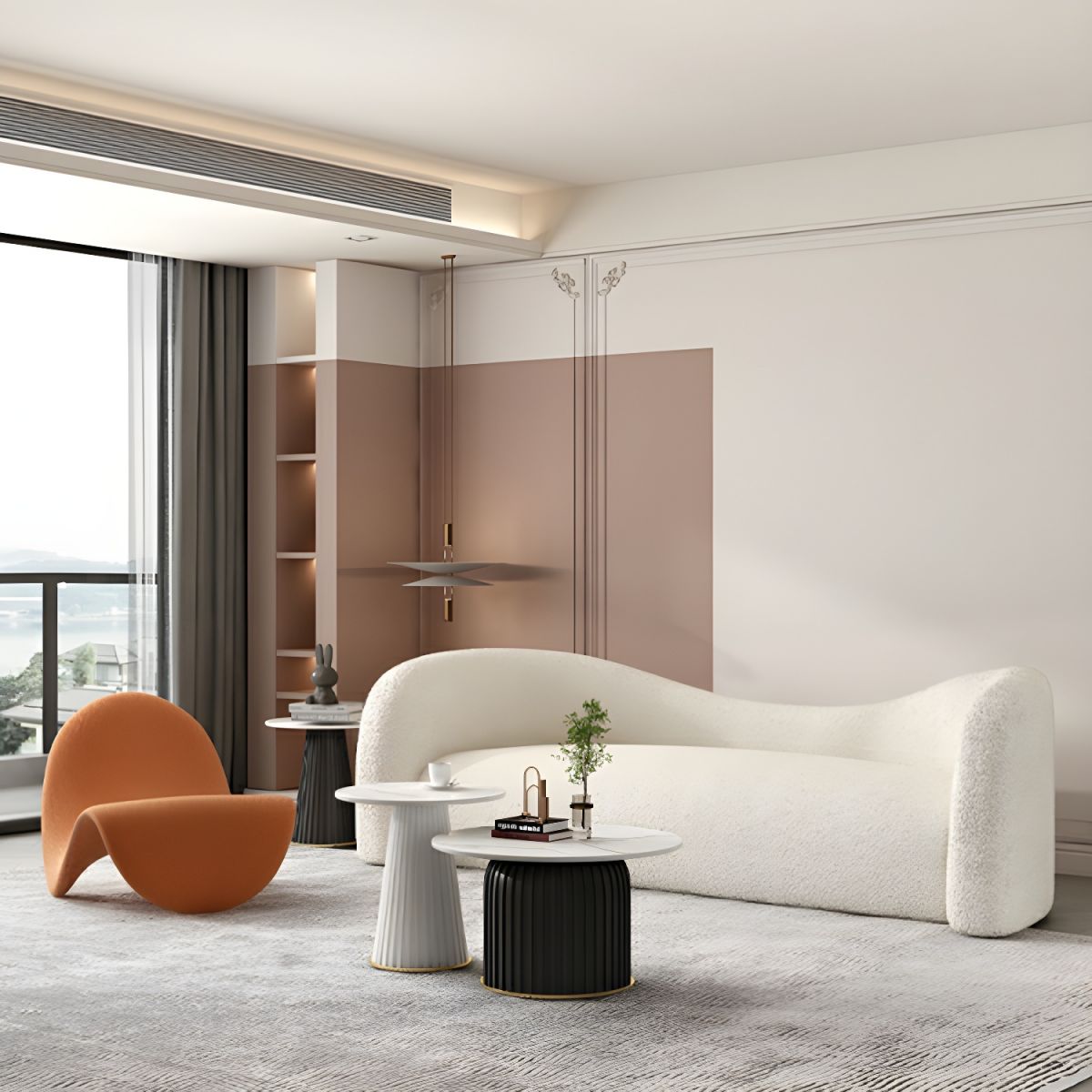 Modernes Sofa im nordischen Kunststil mit kreativer Ästhetik