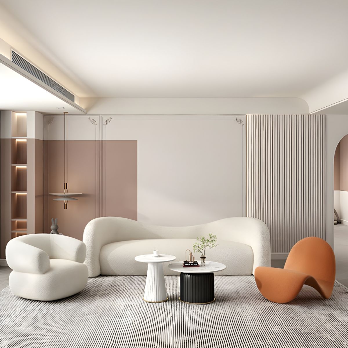 Modernes Sofa im nordischen Kunststil mit kreativer Ästhetik